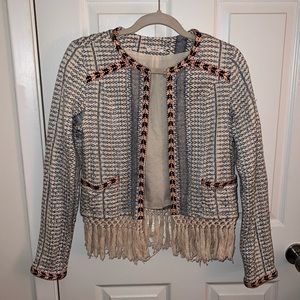 Tularosa Open Fringed Embroidered Santa Fe Jacket (US S)